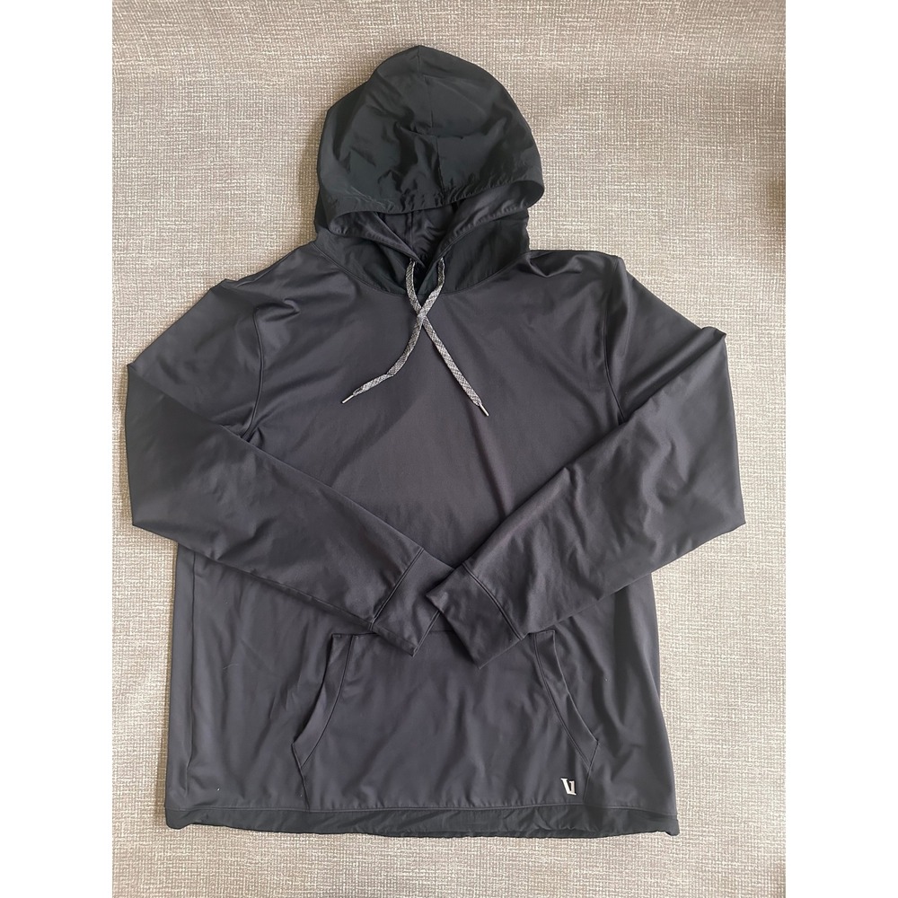 Vuori Mens Performance Hoodie Black Activewear XXL Recycled Stretch Pullover